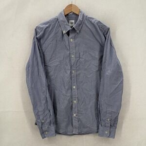 Gap Shirt Mens Medium Blue Poplin Stripe Long Sleeve Button Down Casual Preppy